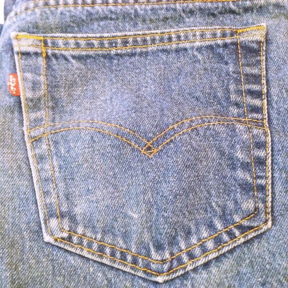 Vintage 80s Levi's USA-made 517xx Bootcut Denim Jeans Lady-34x34 Fray Hem Dark - Picture 8 of 13